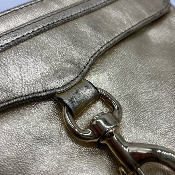 Rebecca Minkoff MAC Clutch Wristlet Gold Metallic Leather Pouch - Picture 3 of 7